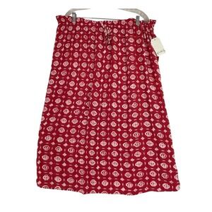 Wonderly Size XXL Red  White Elastic Waist Adjustable Drawstring Long Skirt